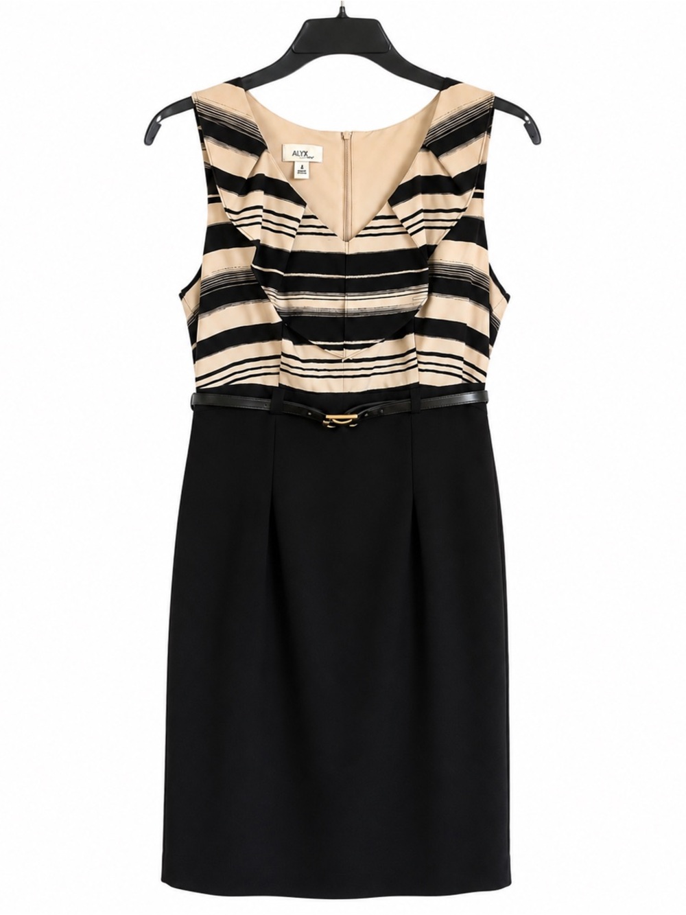 Alyx Black and Beige Striped Bodice Midi Dress
